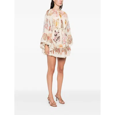 Zimmermann Daylight Flutter Lace-trimmed Tiered Printed Cotton Mini Dress In Orange