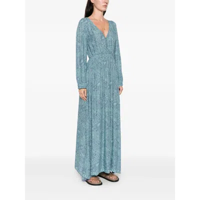 Natalie Martin Buttoned Printed Shangri Dress In Blue