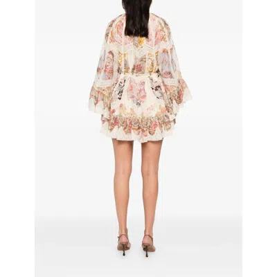 Zimmermann Daylight Flutter Lace-trimmed Tiered Printed Cotton Mini Dress In Orange