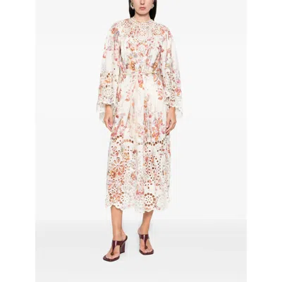 Zimmermann Awaken Embroidered Yoke Midi Dress In Multi