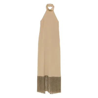 Taller Marmo Berlin Fringed Crepe Gown In Neutral