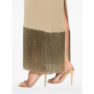 Taller Marmo Berlin Fringed Crepe Gown In Neutral