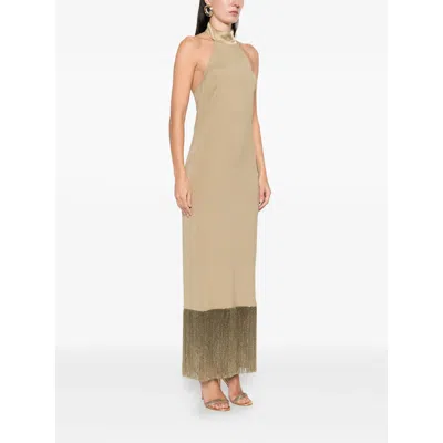 Taller Marmo Berlin Fringed Crepe Gown In Neutral