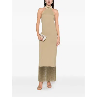 Taller Marmo Berlin Fringed Crepe Gown In Neutral