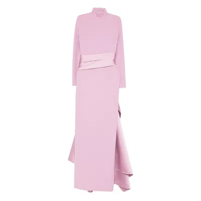 Solace London High-neck Sash Dress In Animal Print