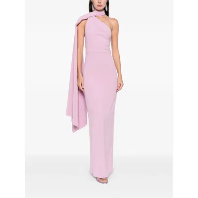 Solace London One-shoulder Drape Dress In Pink