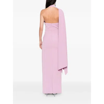 Solace London One-shoulder Drape Dress In Pink