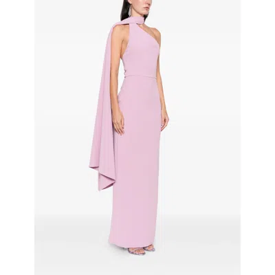 Solace London One-shoulder Drape Dress In Pink