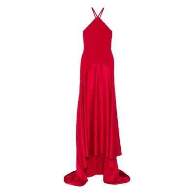 Solace London Halter Maxi Dress In Red
