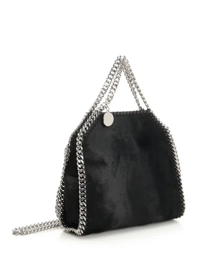 Stella Mccartney Falabella Tiny Bag Brushed Velvet Crossbody Bags Black In Black