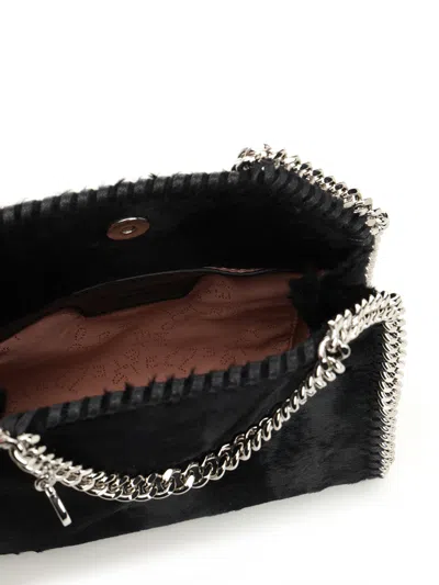 Stella Mccartney Falabella Tiny Bag Brushed Velvet Crossbody Bags Black In Black