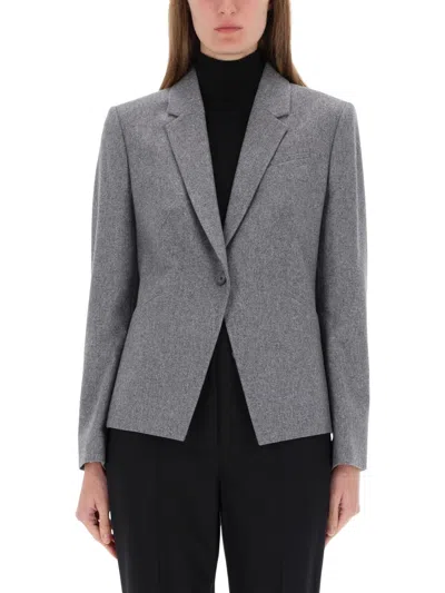 Hugo Boss Flannel Blazer In Gray