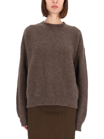 Uma Wang Cozy Knit Sweater Ribbed Texture In Brown