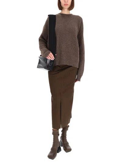 Uma Wang Cozy Knit Sweater Ribbed Texture In Brown