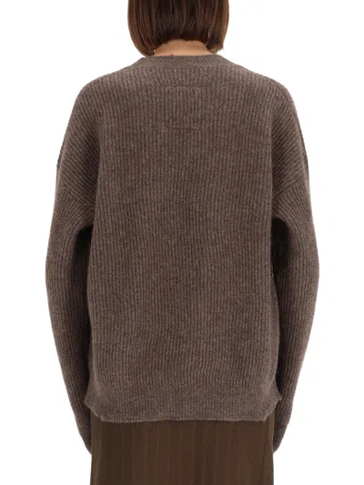 Uma Wang Cozy Knit Sweater Ribbed Texture In Brown