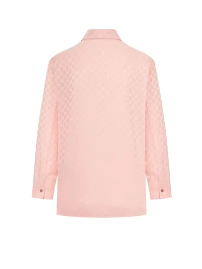 Gucci Gg Silk Shirt In Pink