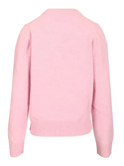 Ganni Poodle Pink Crewneck Jumper In Pink