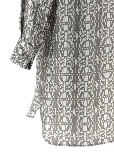 Max Mara Geometric Long Sleeve Dress With Side Slits In Gray