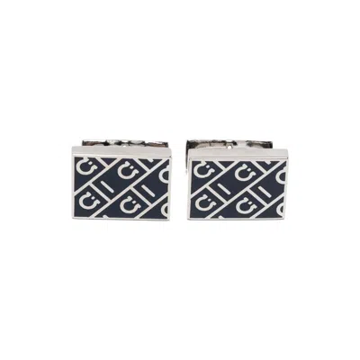 Ferragamo Square Pattern Cufflinks In Brown