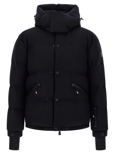 Moncler Down Jacket With Hood And Zippered Pockets In Blue