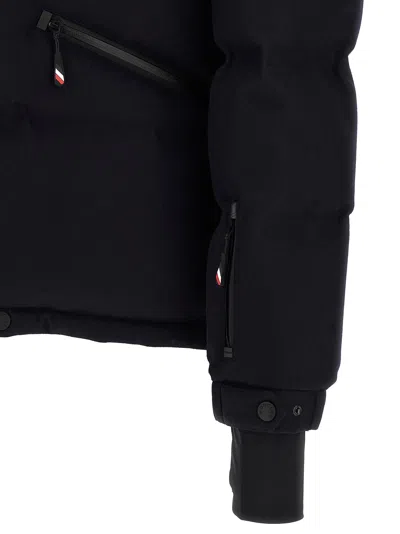 Moncler Down Jacket With Hood And Zippered Pockets In Blue