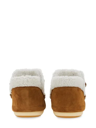 Moon Boot Brown Shearling Panel Ankle Boots In Multi