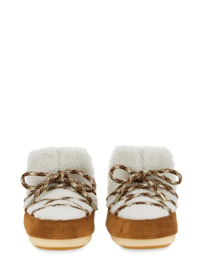 Moon Boot Brown Shearling Panel Ankle Boots In Multi