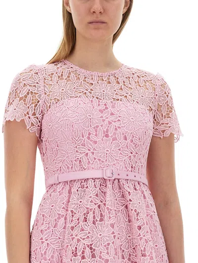 Self-portrait Lace Mini Dress In Pink
