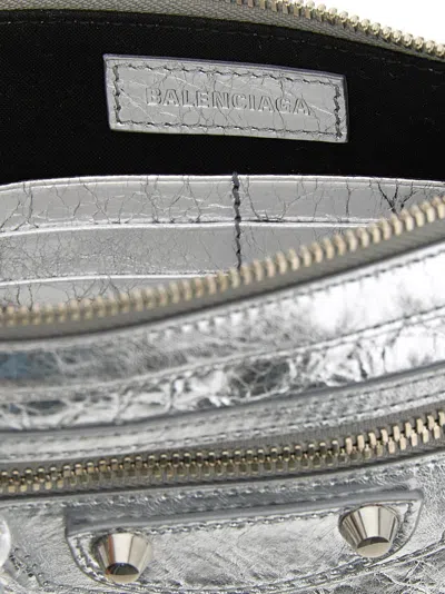 Balenciaga Urban Chic Clutch Bag Adjustable Strap In Silver