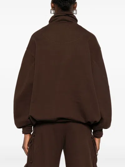 Attico Logo Cotton Sweatshirt In Brown