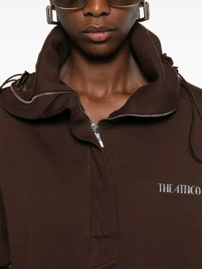 Attico Logo Cotton Sweatshirt In Brown