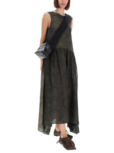 Uma Wang Long Sleeveless Dress High-low Hem In Brown