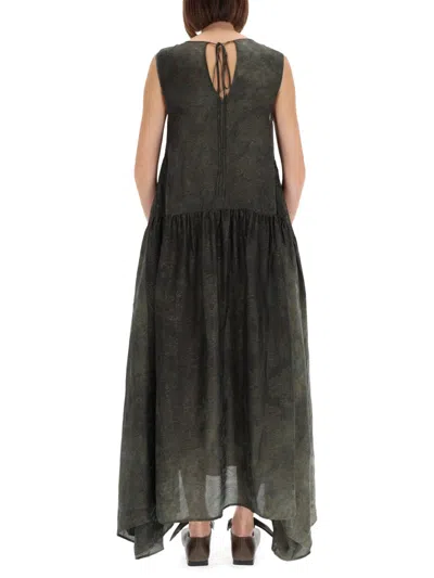 Uma Wang Long Sleeveless Dress High-low Hem In Brown