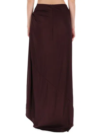 Dries Van Noten Long Humila Skirt In Burgundy