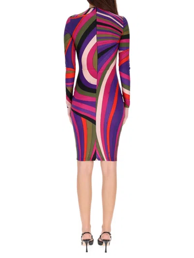Pucci Midi Dress With "iris" Print In Multi