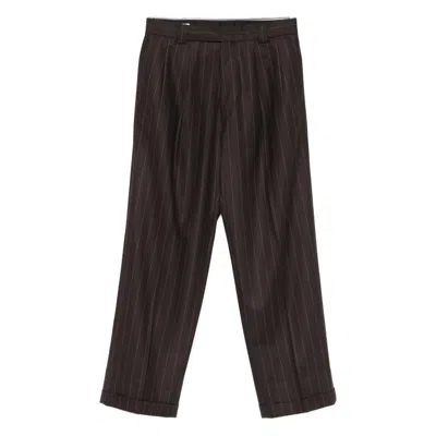 Kaptain Sunshine 2pleats Pinstripe-cuffed Trousers In Brown