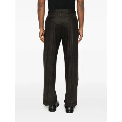 Kaptain Sunshine 2pleats Pinstripe-cuffed Trousers In Brown