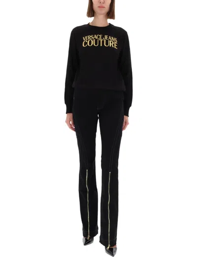 Versace Jeans Couture Tailored Trousers Featuring Contrast Stitching In Black