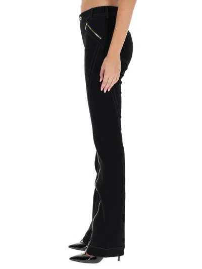 Versace Jeans Couture Tailored Trousers Featuring Contrast Stitching In Black
