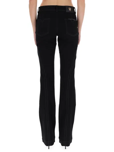 Versace Jeans Couture Tailored Trousers Featuring Contrast Stitching In Black