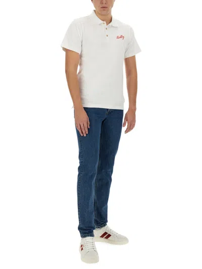 Bally Logo Embroidered Short-sleeved Polo Shirt In White