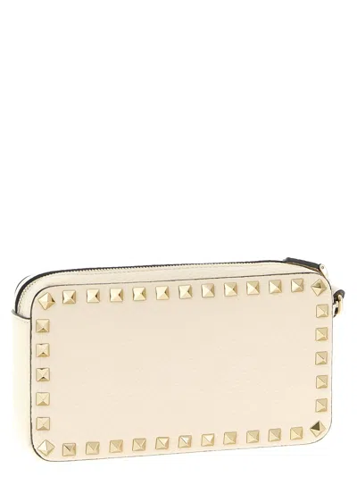 Valentino Rockstud Clutch White In Neutral