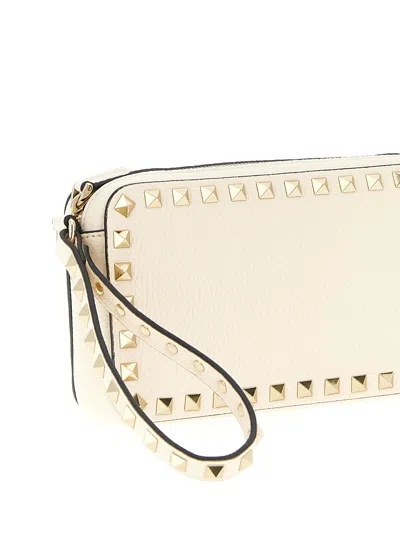 Valentino Rockstud Clutch White In Neutral