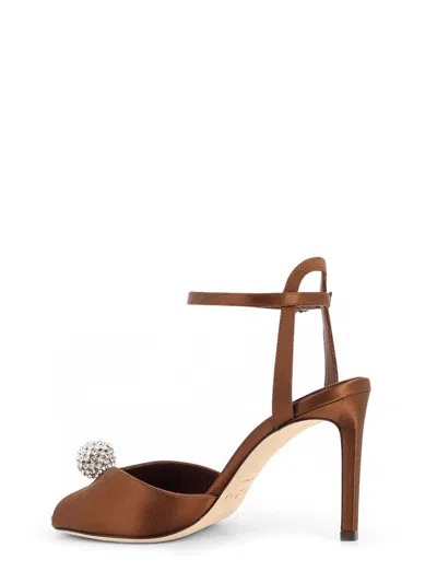 Jimmy Choo Sacora Satin Sandals With Crystal Detail In Brown