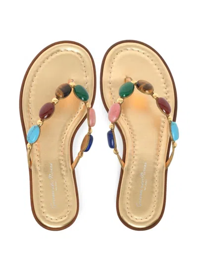 Gianvito Rossi Stone-detailing Metallic Flip Flop In Multi