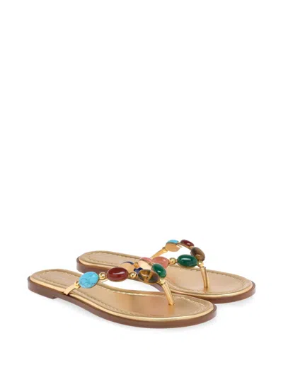 Gianvito Rossi Stone-detailing Metallic Flip Flop In Multi
