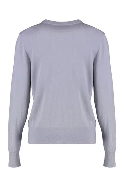 Calvin Klein Cardigan In Wool In Purple