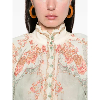 Zimmermann Womens Wallpaper Floral Mint Daylight Balloon-sleeves Woven Blouse Xs In Multi