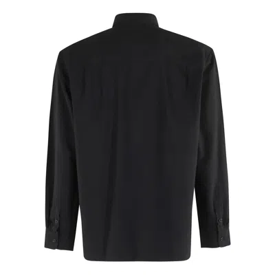 Apc A.p.c. Logo-embroidered Long-sleeved Shirt In Black