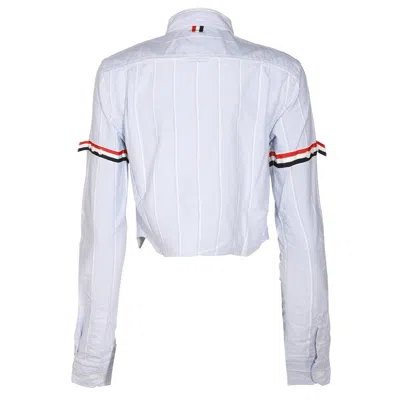 Thom Browne Oxford Striped Poplin Cropped Shirt In Blue